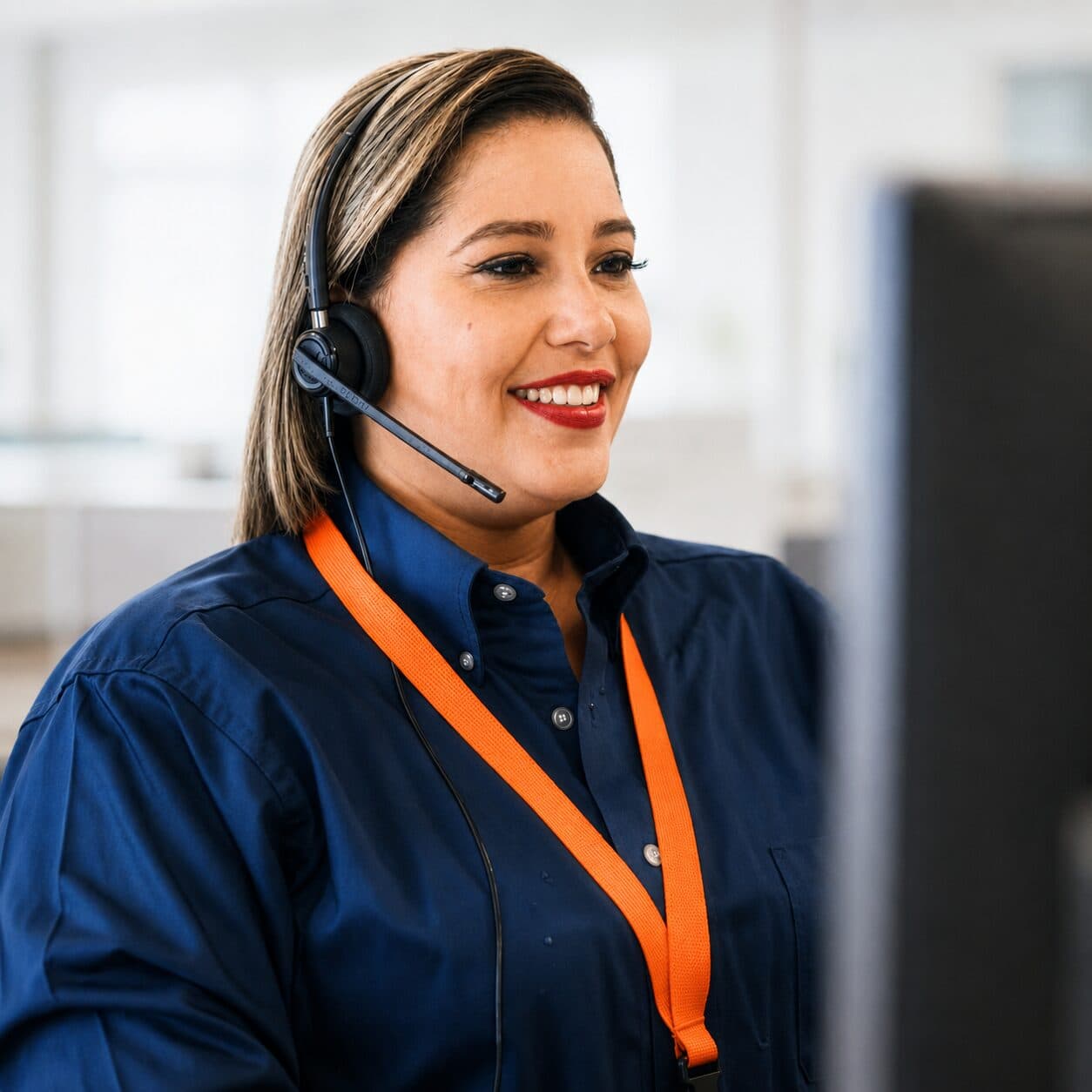Especialista de Liberty Business con auriculares atendiendo a un cliente